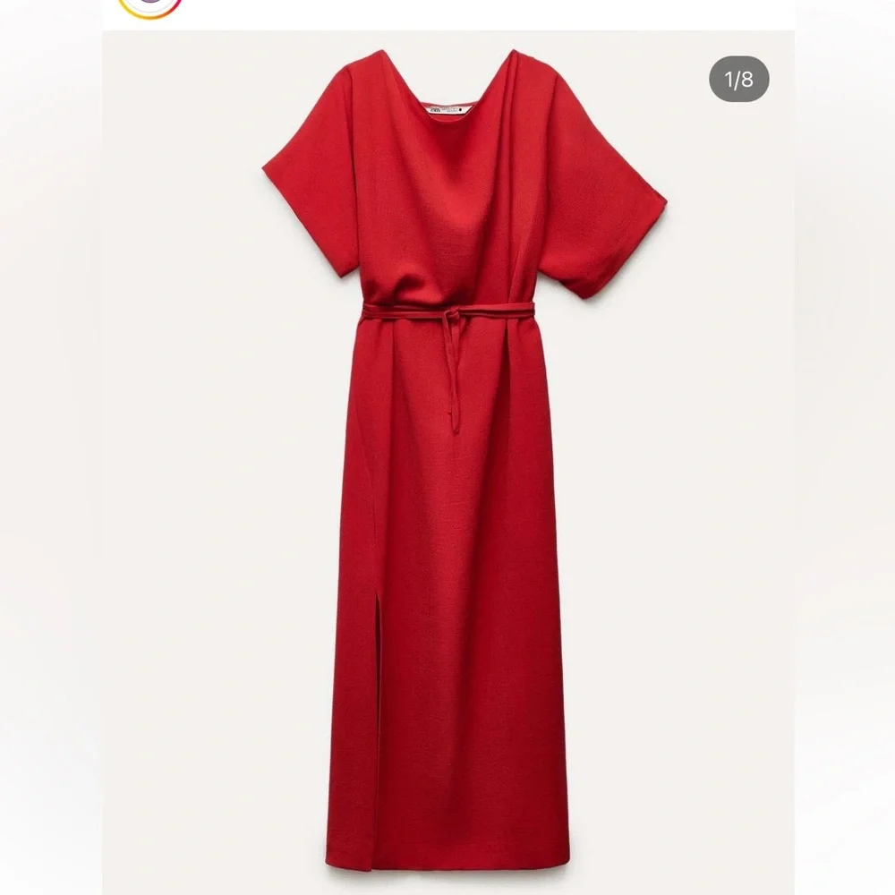 ZARA LONG BELTED DRESS - Picture 10 of 10